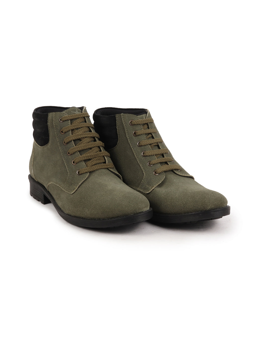 Shop Men Olive Suede Leather Chukka High Ankle Boot For Biking