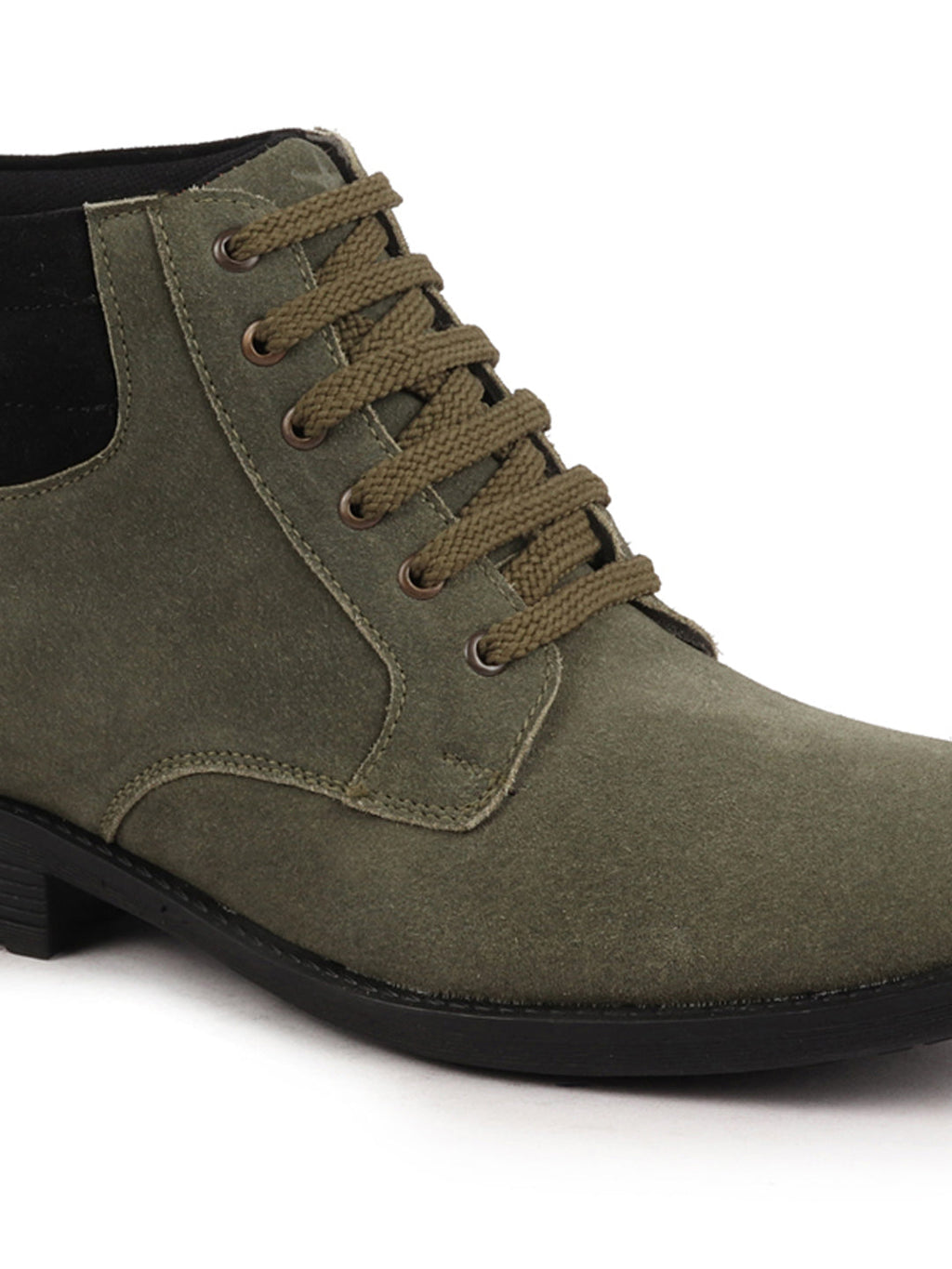 Shop Men Olive Suede Leather Chukka High Ankle Boot For Biking