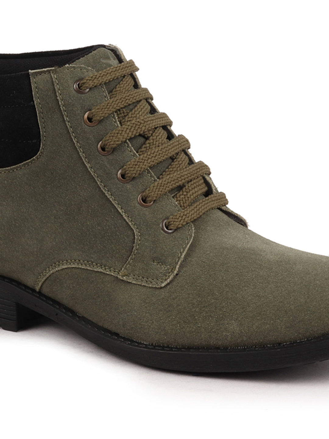 Shop Men Olive Suede Leather Chukka High Ankle Boot For Biking