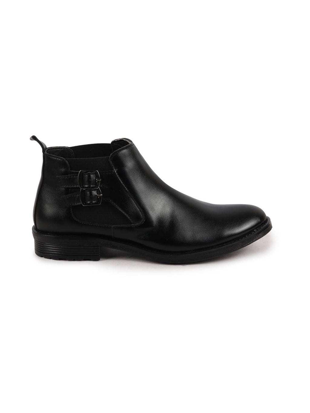 Shop Men Black Formal Slip On Mid Top Ankle Classic Buckle Monk Strap Chelsea Boots Online.