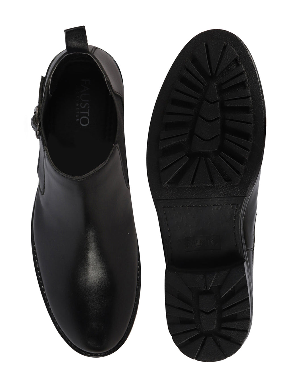 Shop Men Black Formal Slip On Mid Top Ankle Classic Buckle Monk Strap Chelsea Boots Online.