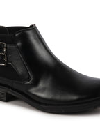 Shop Men Black Formal Slip On Mid Top Ankle Classic Buckle Monk Strap Chelsea Boots Online.