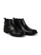 Shop Men Black Formal Slip On Mid Top Ankle Classic Buckle Monk Strap Chelsea Boots Online.