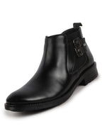 Shop Men Black Formal Slip On Mid Top Ankle Classic Buckle Monk Strap Chelsea Boots Online.