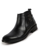 Men Black Formal Slip On Mid Top Ankle Classic Buckle Monk Strap Chelsea Boots