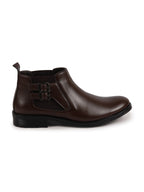 Shop Men Brown Formal Slip On Mid Top Ankle Classic Buckle Monk Strap Chelsea Boots Online.