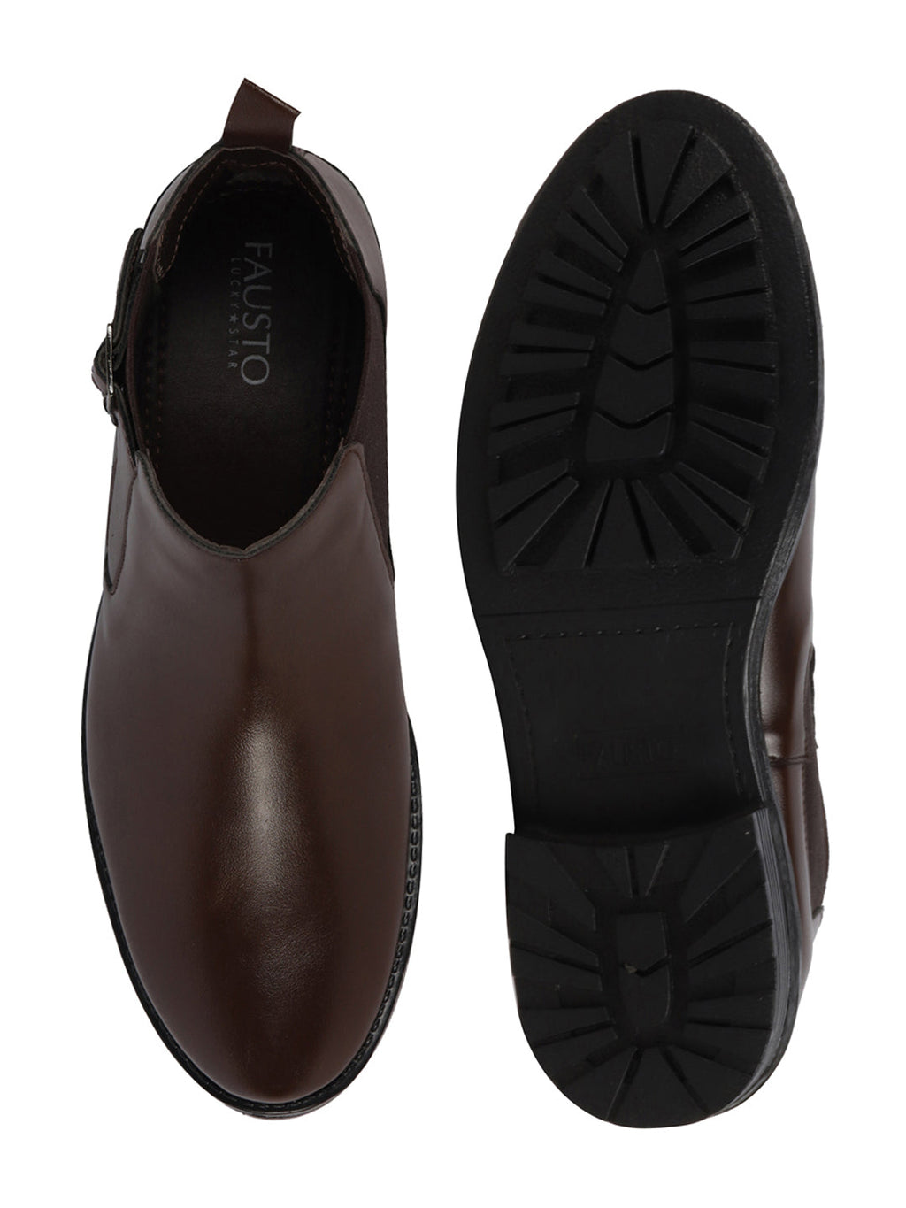 Shop Men Brown Formal Slip On Mid Top Ankle Classic Buckle Monk Strap Chelsea Boots Online.