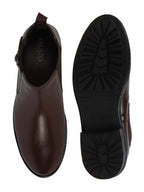 Shop Men Brown Formal Slip On Mid Top Ankle Classic Buckle Monk Strap Chelsea Boots Online.