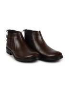 Shop Men Brown Formal Slip On Mid Top Ankle Classic Buckle Monk Strap Chelsea Boots Online.
