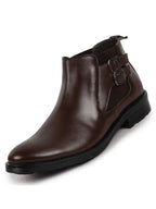 Shop Men Brown Formal Slip On Mid Top Ankle Classic Buckle Monk Strap Chelsea Boots Online.