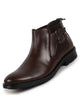 Men Brown Formal Slip On Mid Top Ankle Classic Buckle Monk Strap Chelsea Boots