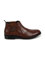 Shop Men Tan Formal Slip On Mid Top Ankle Classic Buckle Monk Strap Chelsea Boots Online.