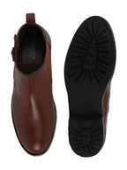 Shop Men Tan Formal Slip On Mid Top Ankle Classic Buckle Monk Strap Chelsea Boots Online.