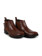 Shop Men Tan Formal Slip On Mid Top Ankle Classic Buckle Monk Strap Chelsea Boots Online.