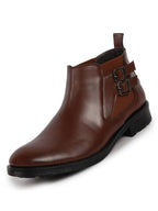 Shop Men Tan Formal Slip On Mid Top Ankle Classic Buckle Monk Strap Chelsea Boots Online.