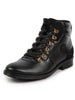 Men Black Genuine Leather 6-Eye Metallic Lace Up Hook Classic High Ankle Boot For Trekking|Biking|Hiking