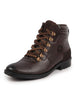 Men Brown Genuine Leather 6-Eye Metallic Lace Up Hook Classic High Ankle Boot For Trekking|Biking|Hiking