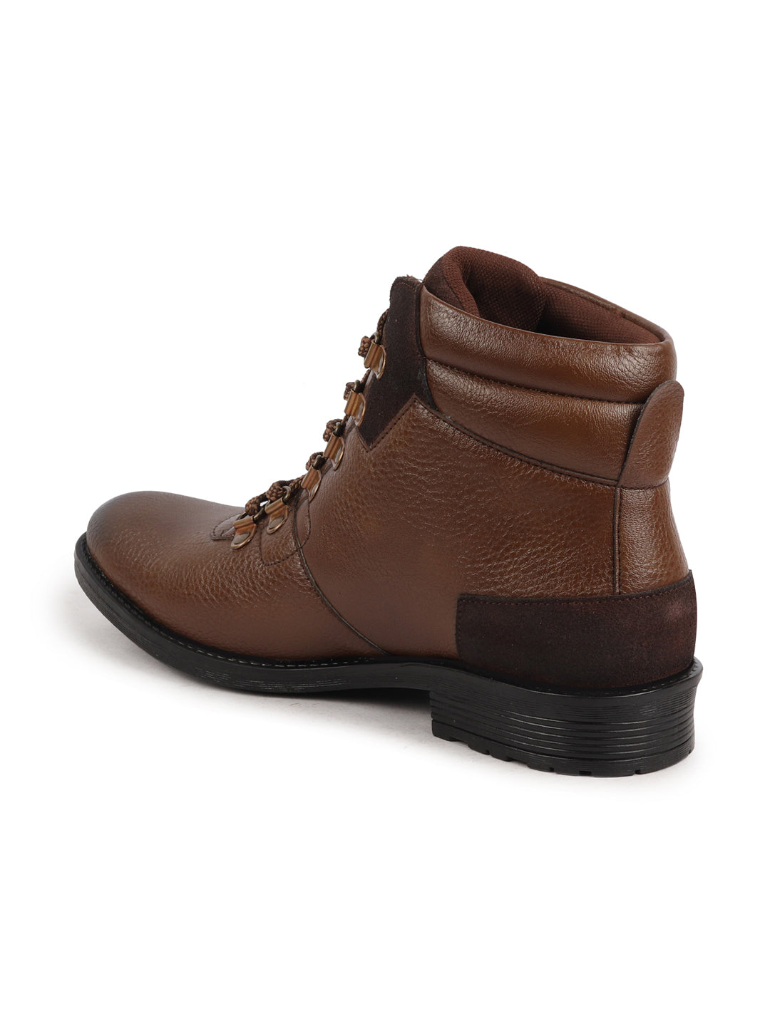 Shop Men Cheeku Genuine Leather 6-Eye Metallic Lace Up Hook Classic High Ankle Boot For Trekking