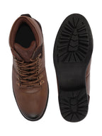 Shop Men Cheeku Genuine Leather 6-Eye Metallic Lace Up Hook Classic High Ankle Boot For Trekking