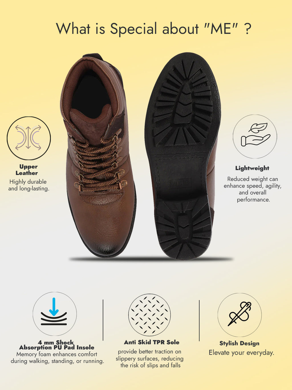Shop Men Cheeku Genuine Leather 6-Eye Metallic Lace Up Hook Classic High Ankle Boot For Trekking