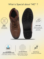 Shop Men Cheeku Genuine Leather 6-Eye Metallic Lace Up Hook Classic High Ankle Boot For Trekking