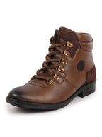 men cheeku genuine leather 6-eye metallic lace up hook classic high ankle boot for trekking