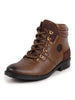 Men Cheeku Genuine Leather 6-Eye Metallic Lace Up Hook Classic High Ankle Boot For Trekking|Biking|Hiking