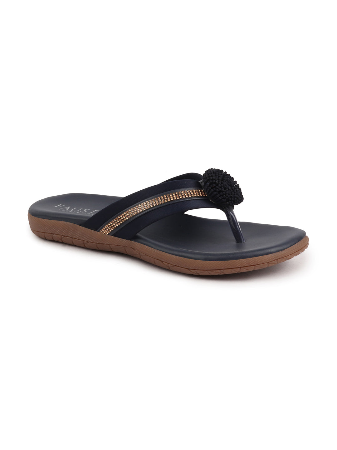 Shop Women Blue Shiny Beads T-Strap Slipper With Cushioned Footbed|Party|Office Wear|Weekend Online.