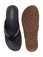 Shop Women Blue Shiny Beads T-Strap Slipper With Cushioned Footbed|Party|Office Wear|Weekend Online.
