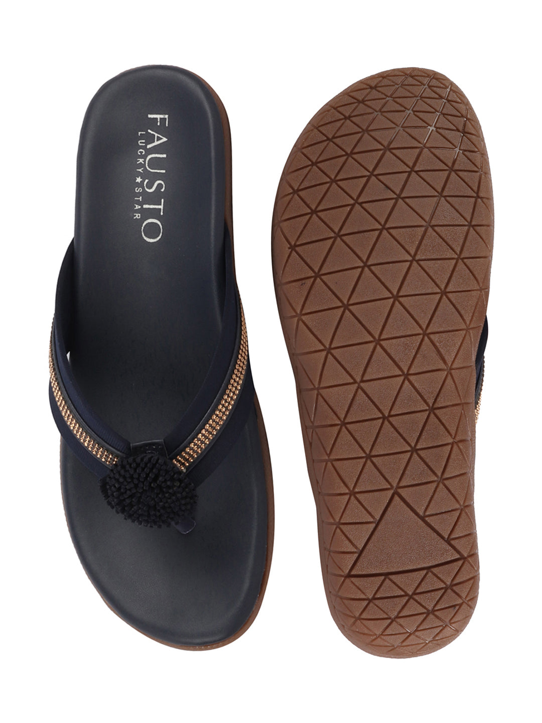 Shop Women Blue Shiny Beads T-Strap Slipper With Cushioned Footbed|Party|Office Wear|Weekend Online.