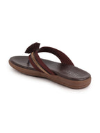 Shop Women Brown Shiny Beads T-Strap Slipper With Cushioned Footbed|Party|Office Wear|Weekend Online.