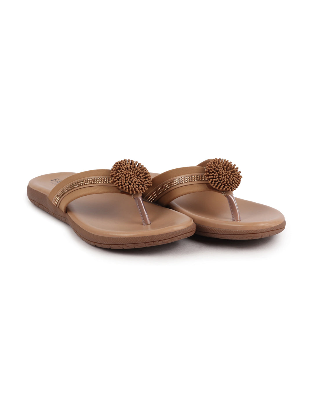 Shop Women Cheeku Shiny Beads T-Strap Slipper With Cushioned Footbed|Party|Office Wear|Weekend Online.