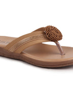 Shop Women Cheeku Shiny Beads T-Strap Slipper With Cushioned Footbed|Party|Office Wear|Weekend Online.