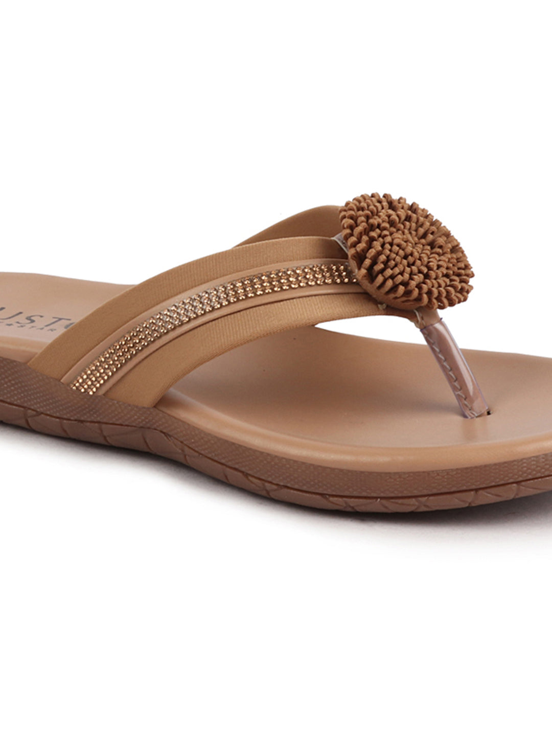 Shop Women Cheeku Shiny Beads T-Strap Slipper With Cushioned Footbed|Party|Office Wear|Weekend Online.