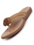 Shop Women Cheeku Shiny Beads T-Strap Slipper With Cushioned Footbed|Party|Office Wear|Weekend Online.