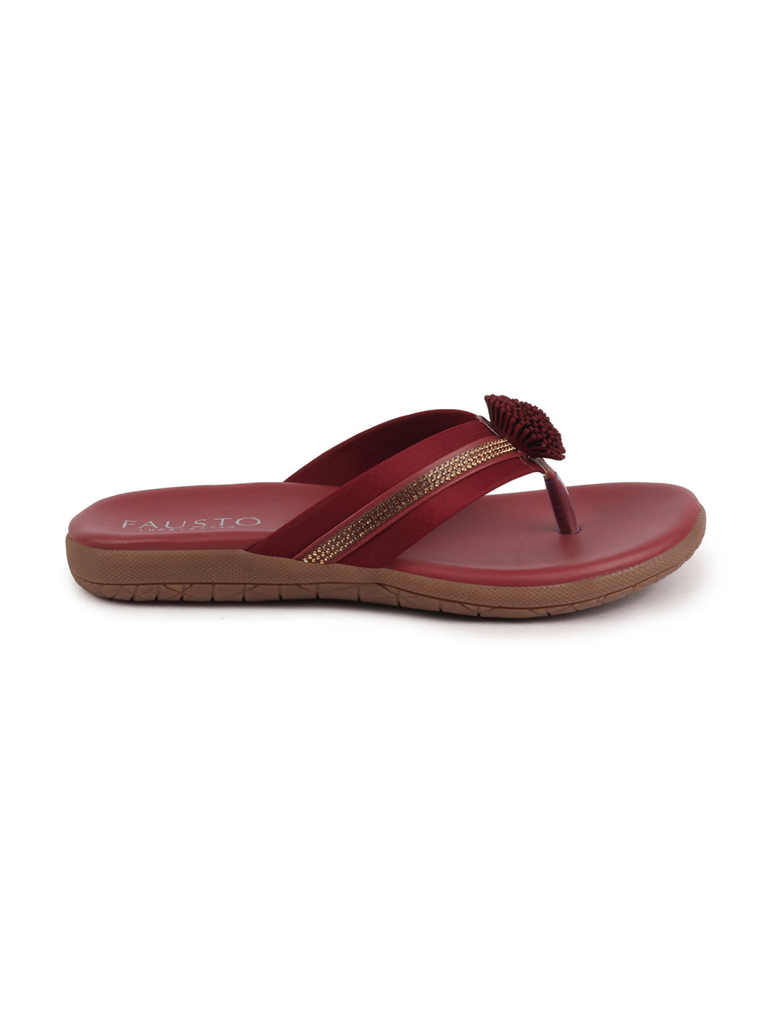 Shop Women Cherry Shiny Beads T-Strap Slipper With Cushioned Footbed|Party|Office Wear|Weekend Online.