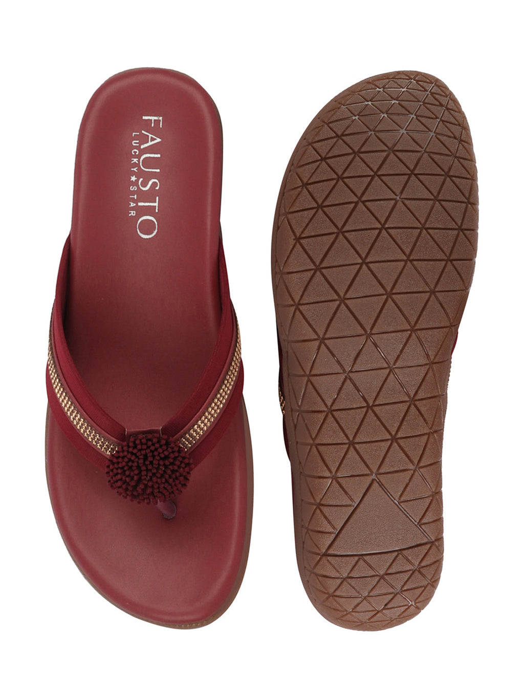 Shop Women Cherry Shiny Beads T-Strap Slipper With Cushioned Footbed|Party|Office Wear|Weekend Online.