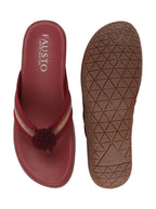 Shop Women Cherry Shiny Beads T-Strap Slipper With Cushioned Footbed|Party|Office Wear|Weekend Online.
