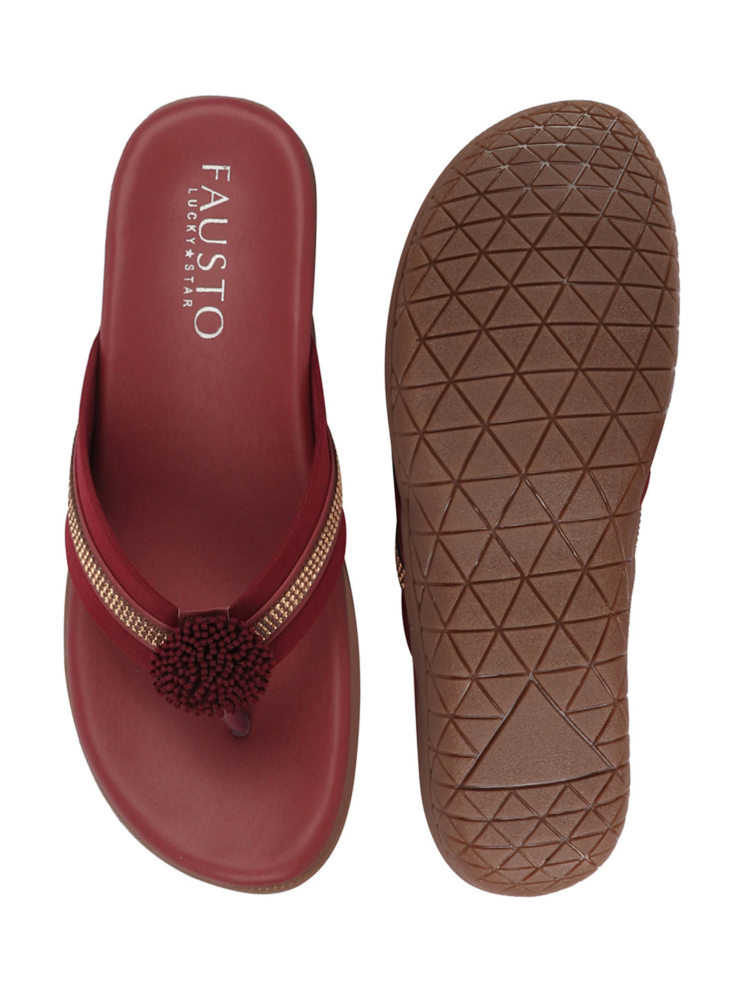 Shop Women Cherry Shiny Beads T-Strap Slipper With Cushioned Footbed|Party|Office Wear|Weekend Online.