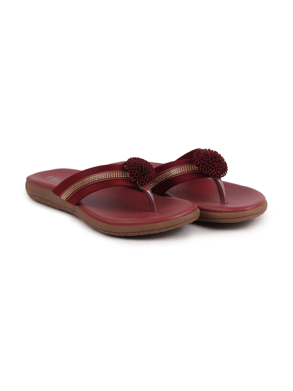 Shop Women Cherry Shiny Beads T-Strap Slipper With Cushioned Footbed|Party|Office Wear|Weekend Online.