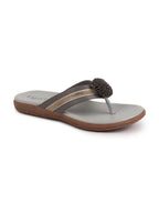 Shop Women Grey Shiny Beads T-Strap Slipper With Cushioned Footbed|Party|Office Wear|Weekend Online.