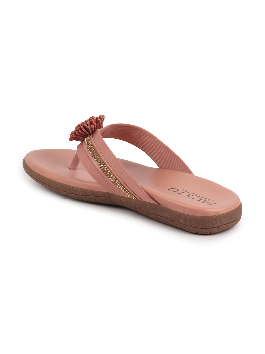 Shop Women Pink Shiny Beads T-Strap Slipper With Cushioned Footbed|Party|Office Wear|Weekend Online.