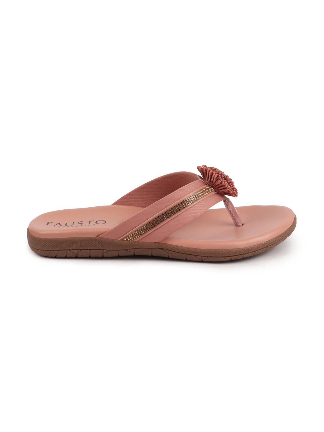 Shop Women Pink Shiny Beads T-Strap Slipper With Cushioned Footbed|Party|Office Wear|Weekend Online.