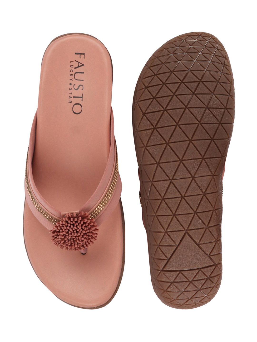 Shop Women Pink Shiny Beads T-Strap Slipper With Cushioned Footbed|Party|Office Wear|Weekend Online.