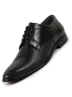Men Black Leopard Textured Derby Formal Lace Up Shoes For Office|Work|Wedding|Party