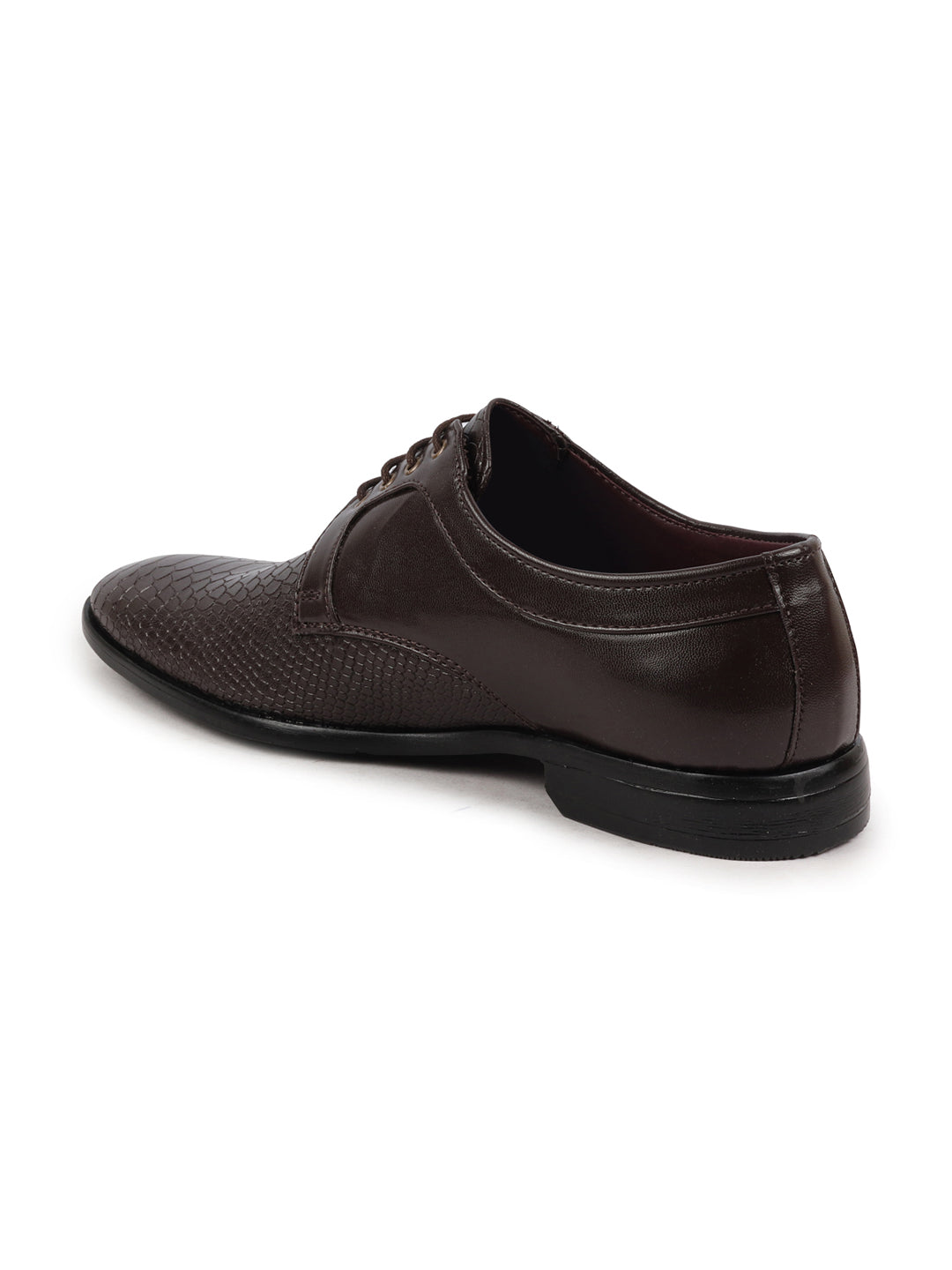 Shop Men Brown Leopard Textured Derby Formal Lace Up Shoes For Office|Work|Wedding|Party Online.