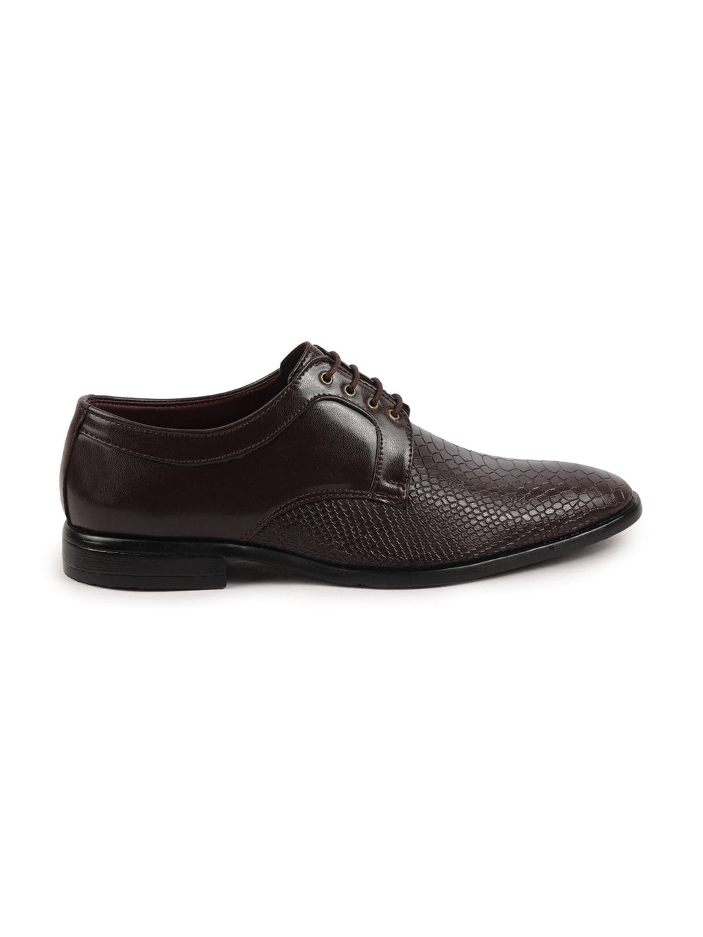 Shop Men Brown Leopard Textured Derby Formal Lace Up Shoes For Office|Work|Wedding|Party Online.