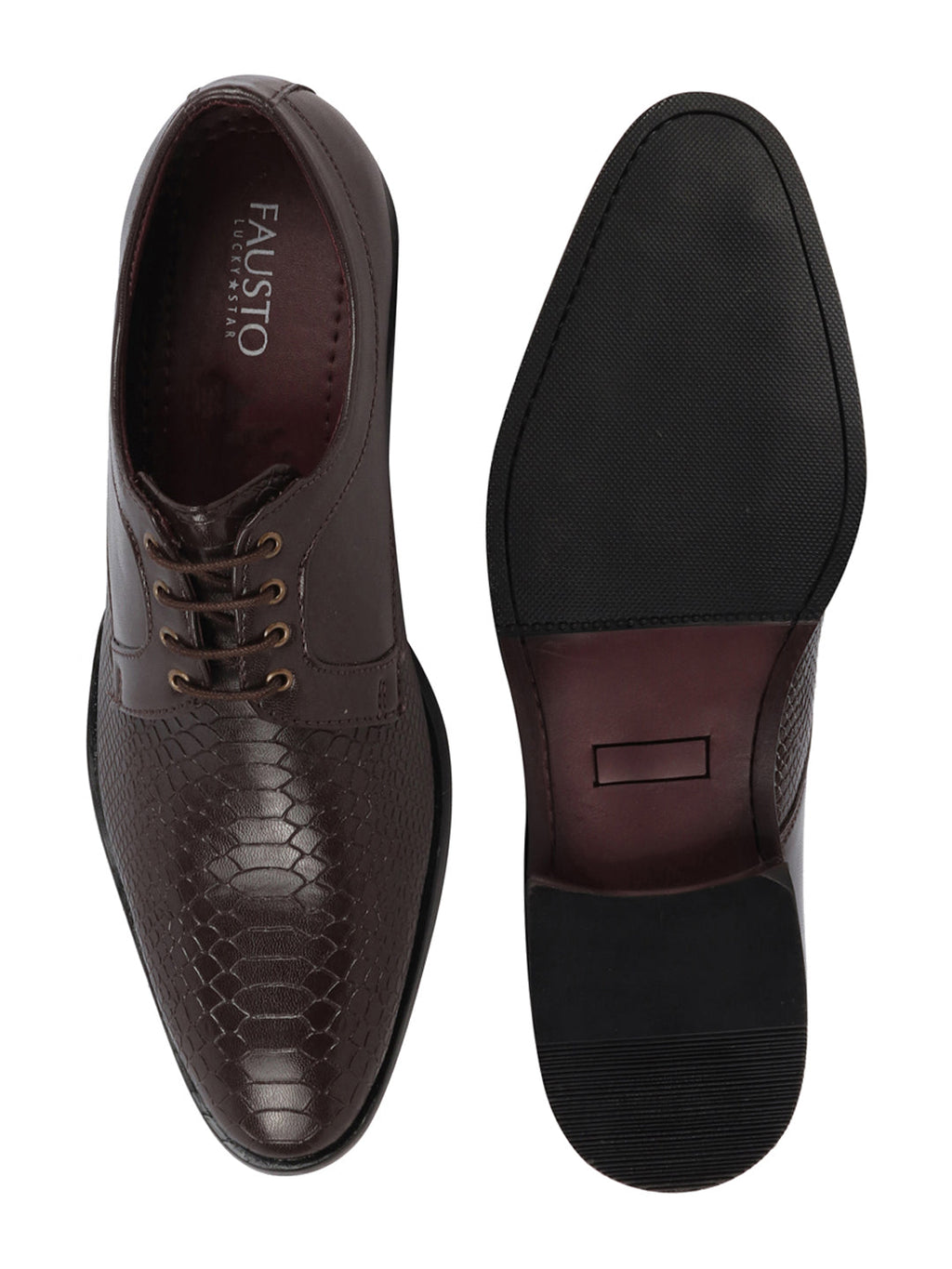Shop Men Brown Leopard Textured Derby Formal Lace Up Shoes For Office|Work|Wedding|Party Online.