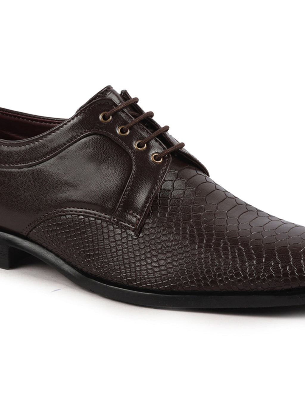 Shop Men Brown Leopard Textured Derby Formal Lace Up Shoes For Office|Work|Wedding|Party Online.