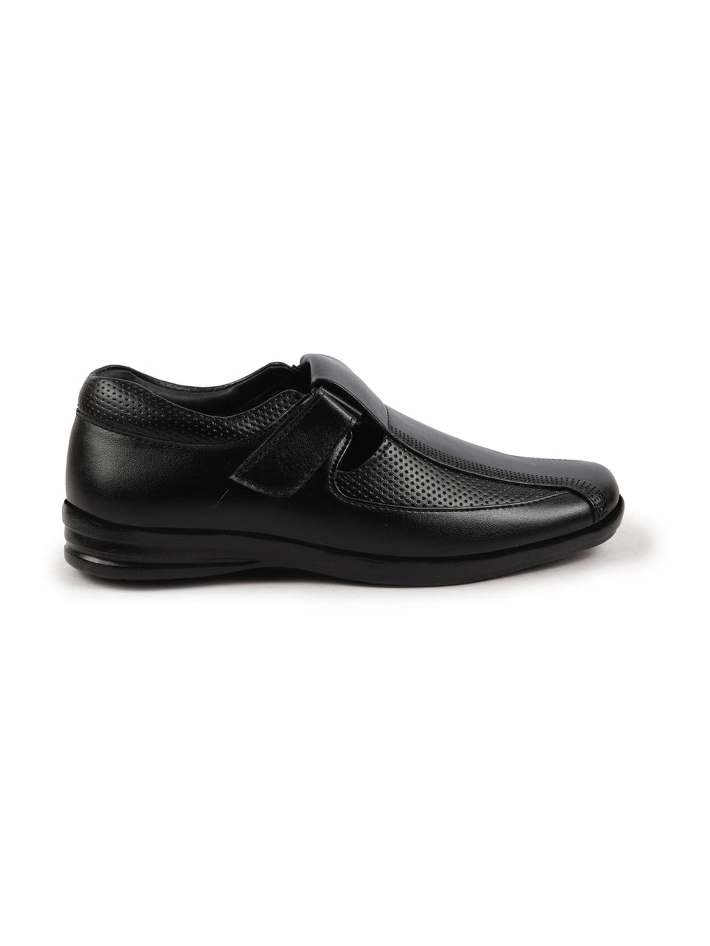 Shop Men Black Shoes Style Casual Slip On Adjustable Strap Velcro Sandal For All Day Comfort Online.